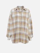Plaid Collared Neck Dropped Shoulder Shirt OutfitFlow